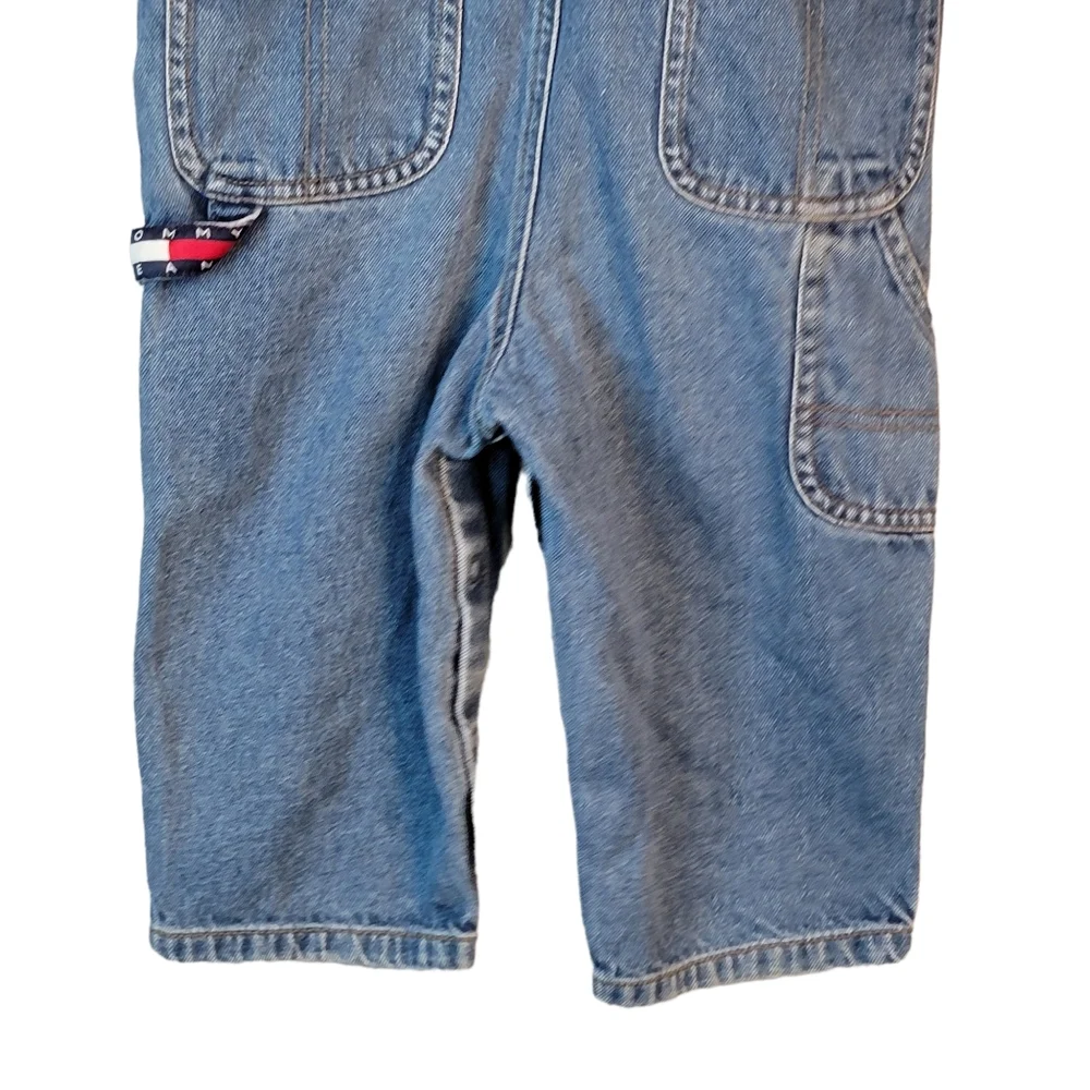 Tommy Hilfiger Vintage Medium Wash Denim Jean Overall Bibs Unisex